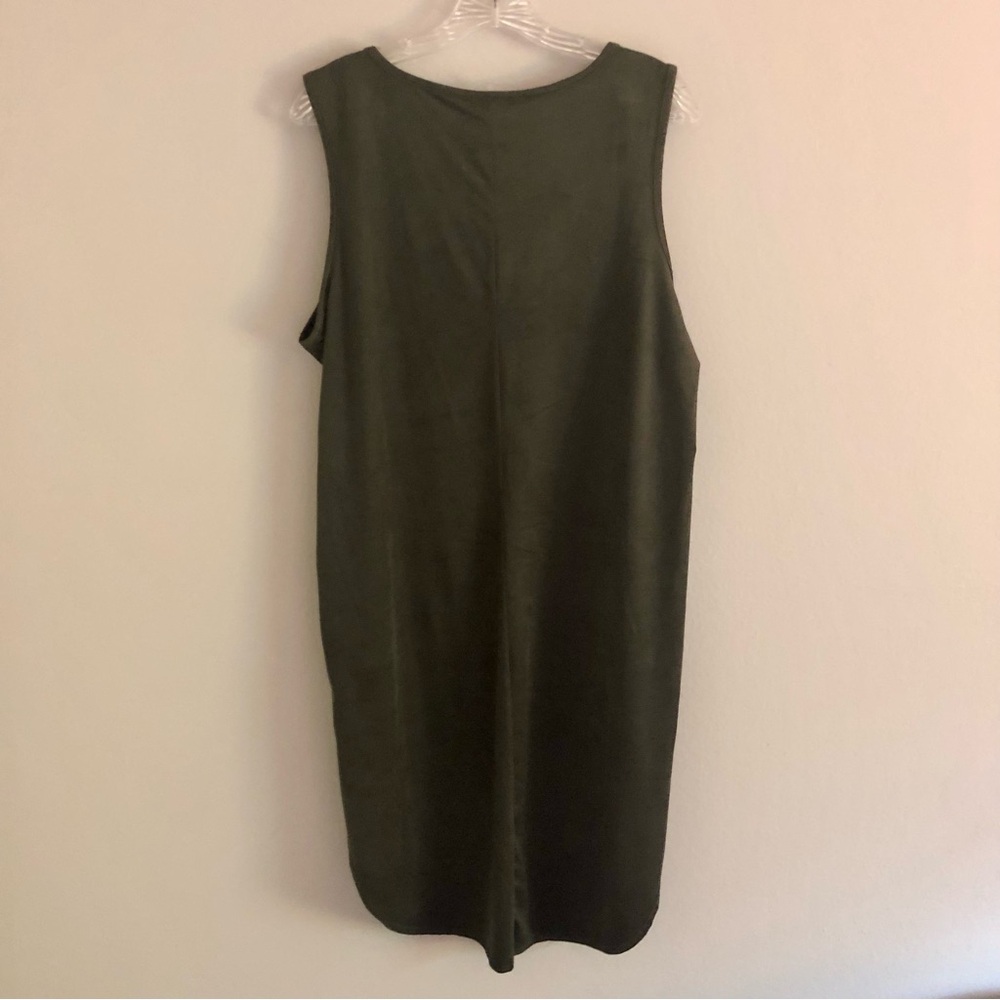 Vintage Caren Sport Plus Size Dark Green Sleeveless High Low Midi Dress - Picture 3 of 8